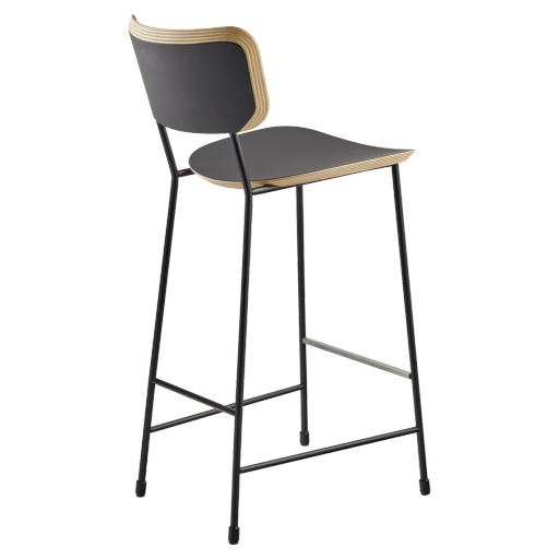 Tabouret Bas Malher Plaqu Bois Noir Cr Aligne Groupe Sofive